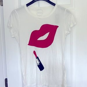 INC Red Lips and Lipstick Graphic Tee Large